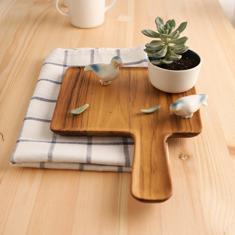 Blanche Serving Tray with Handle- Teak