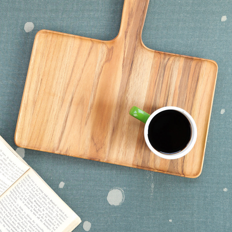 Blanche Serving Tray with Handle- Teak
